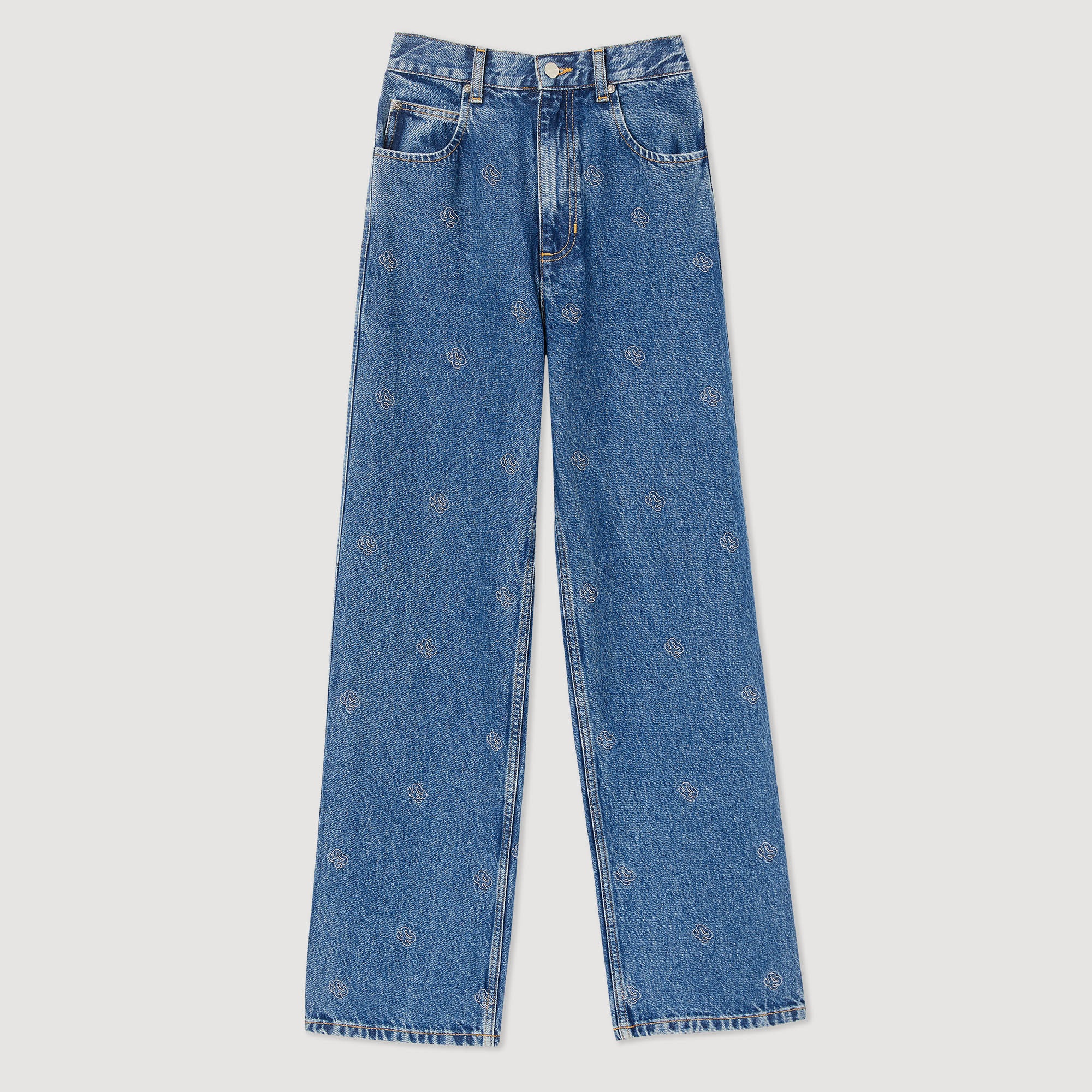 Straight jeans with double S embroidery - 1