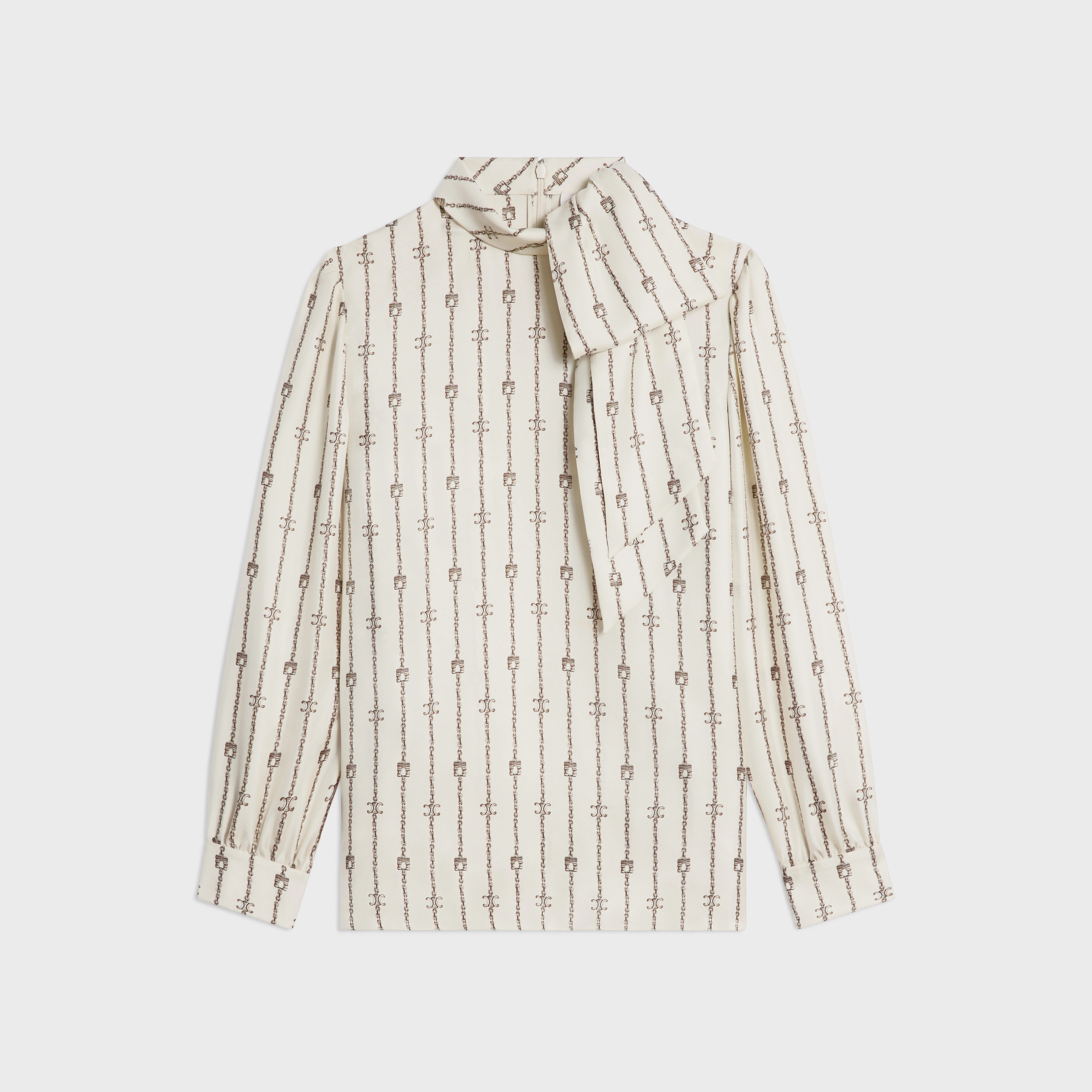 lavaliere blouse with bow in silk twill - 1