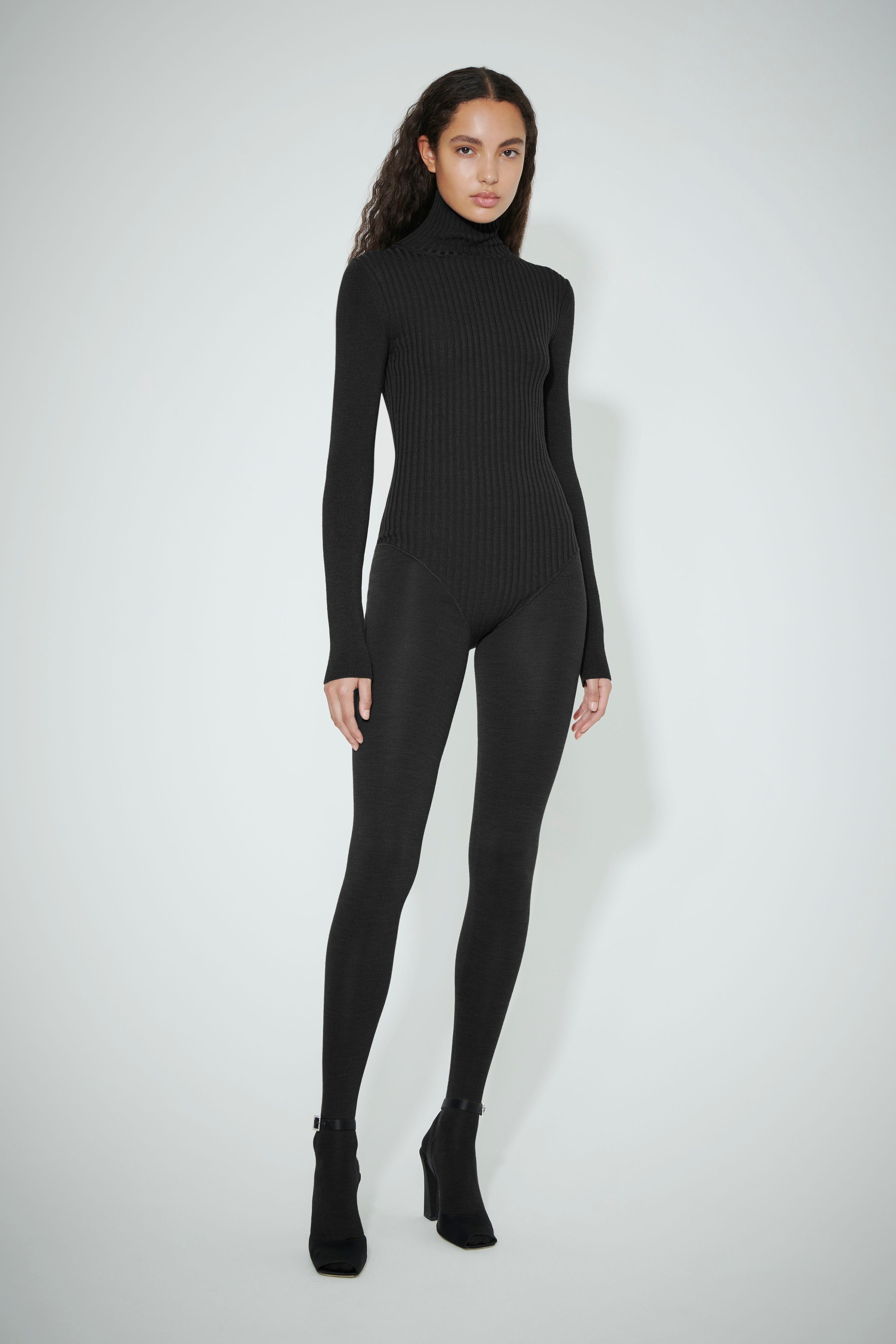 Polo Neck Jumpsuit in Black - 2