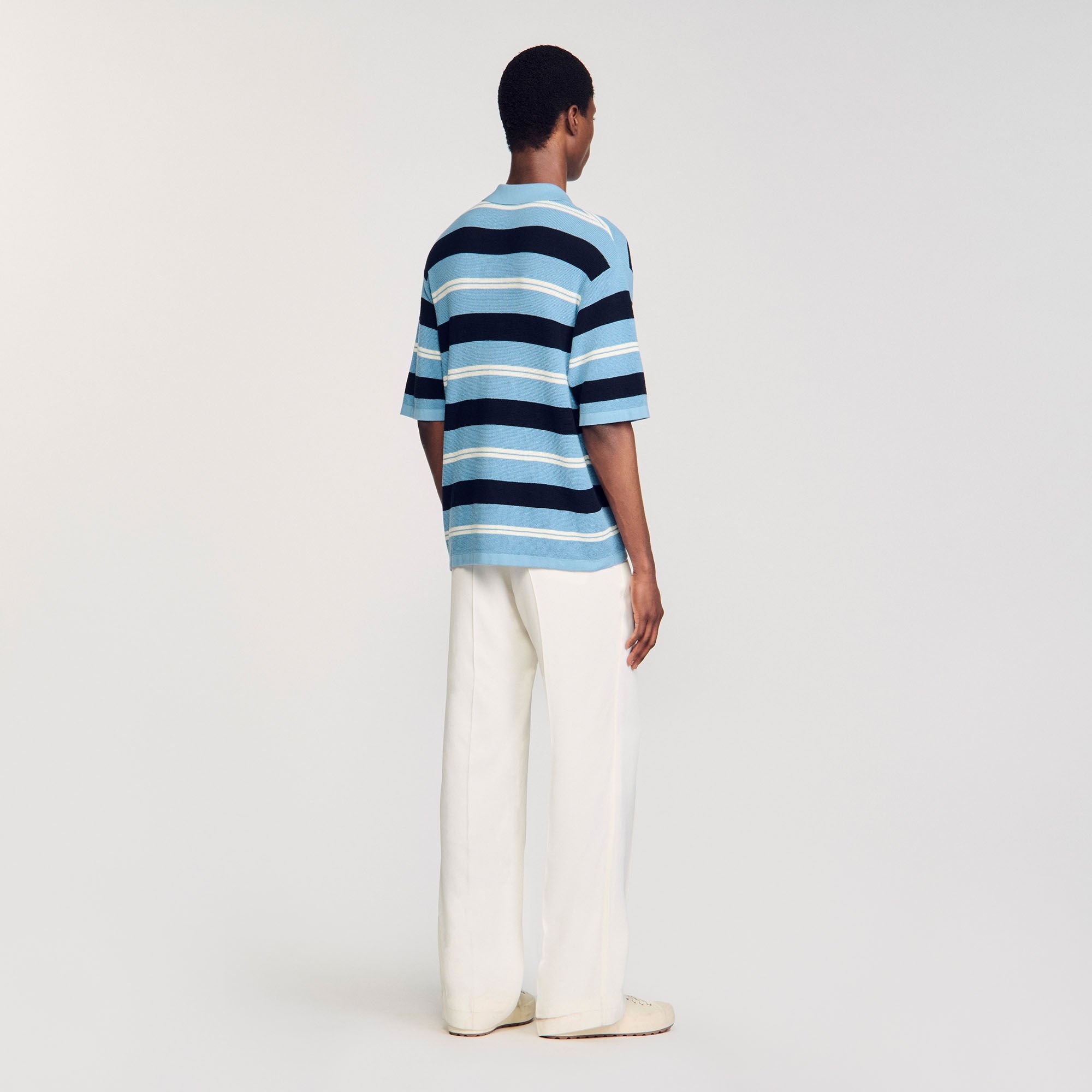 STRIPED KNIT POLO SHIRT - 5