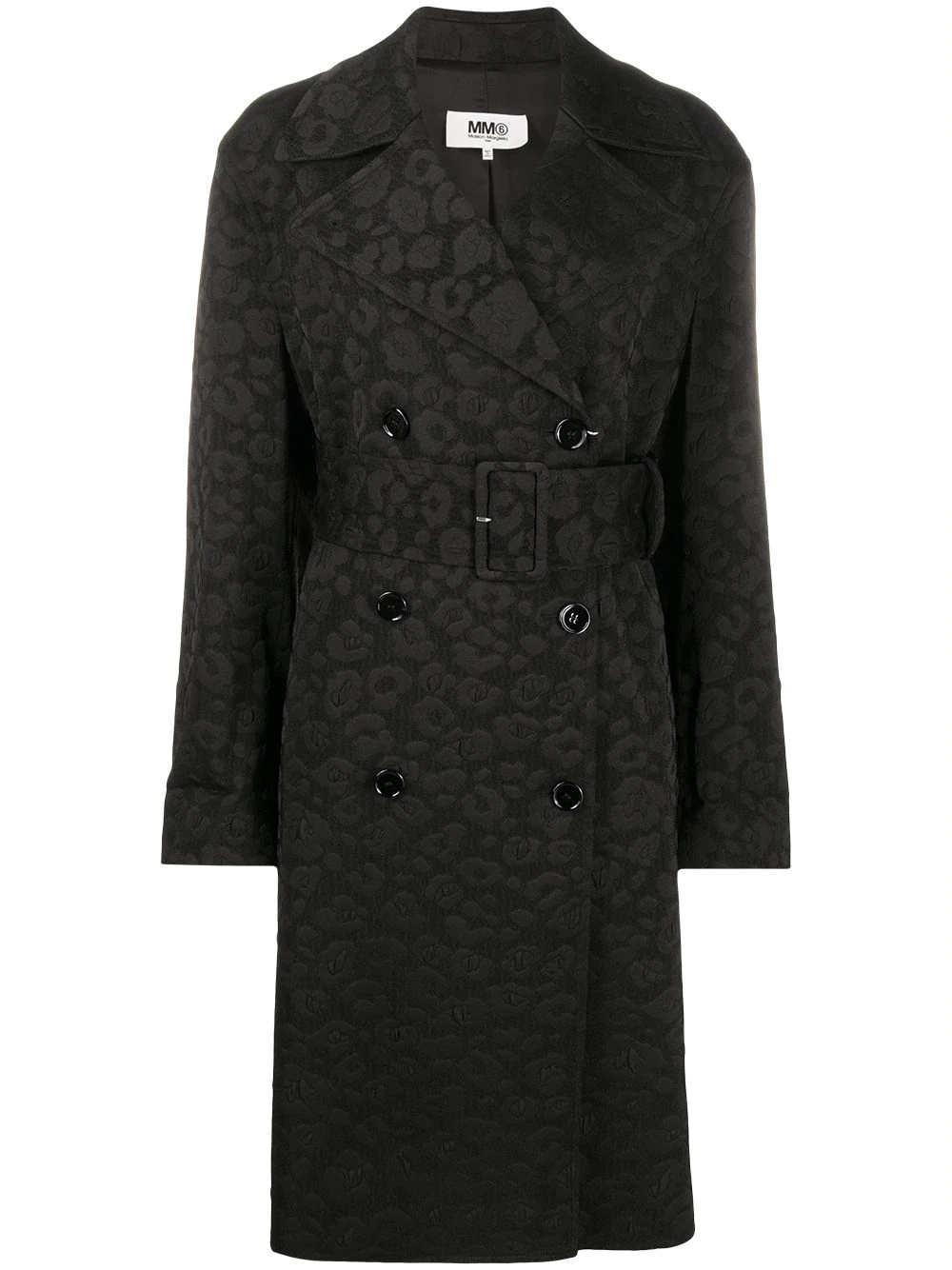 leopard print jacquard-woven coat - 1