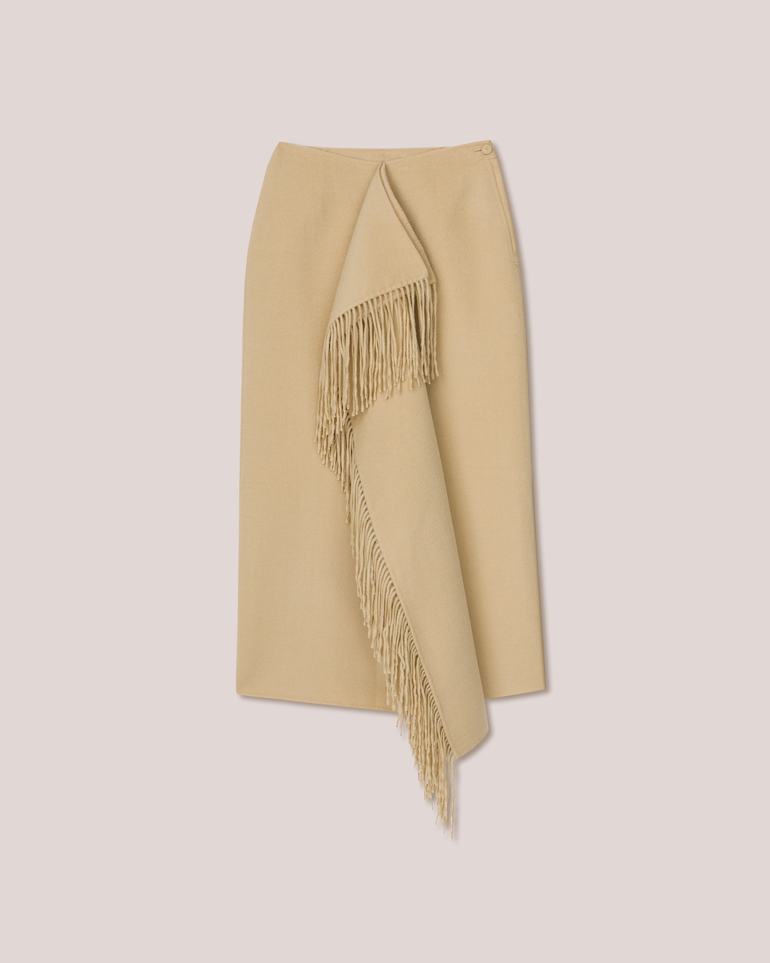 LIZA - Draped wrap light double wool blanket skirt - Creme - 1