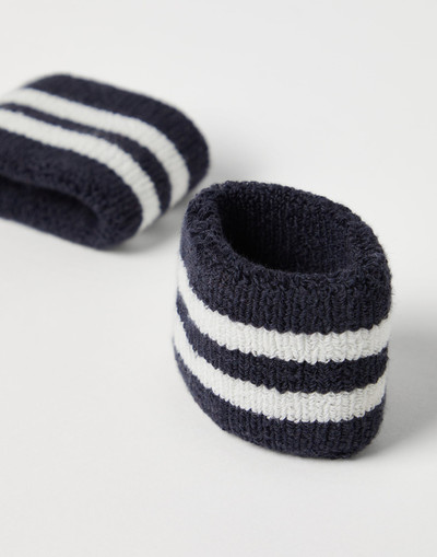 Brunello Cucinelli Techno cotton striped sweatbands outlook