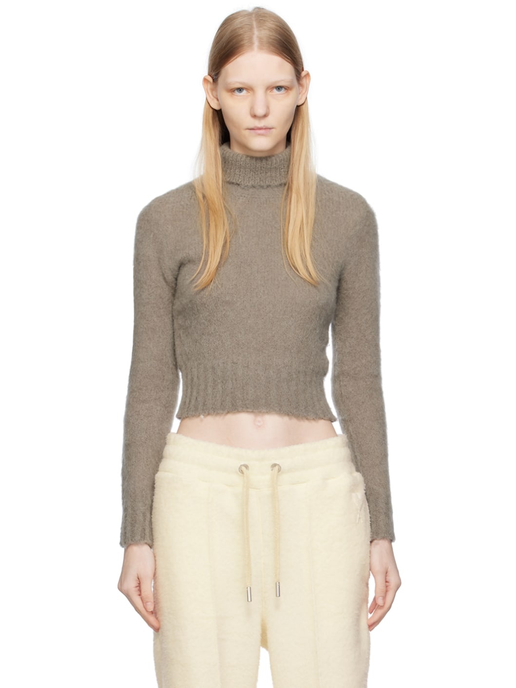 Taupe Brushed Turtleneck - 1