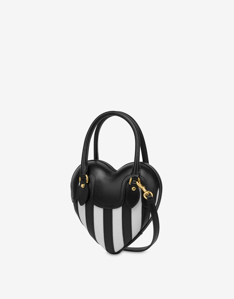 MOSCHINO HEARTBEAT STRIPED CALFSKIN BAG 1