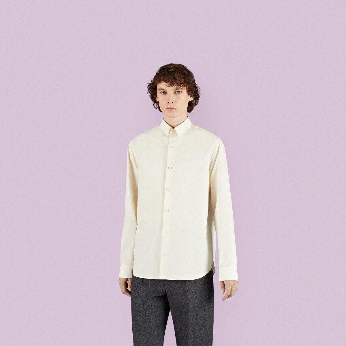 Cotton poplin shirt with embroidery - 6