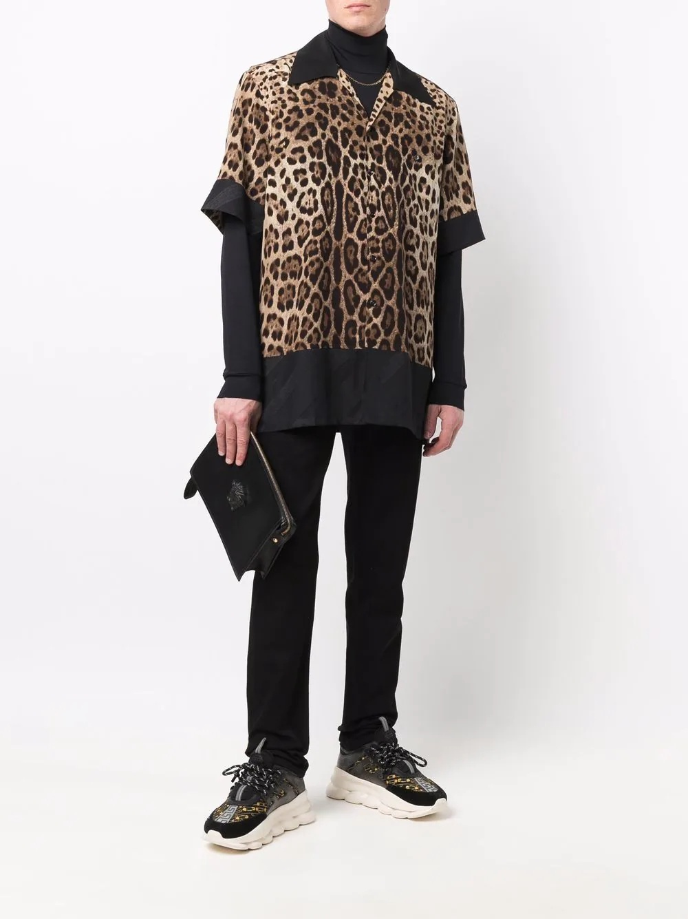 leopard-print short-sleeve silk shirt - 2