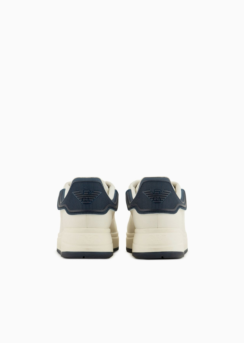 EMPORIO ARMANI Leather sneakers with semi-transparent back and knurled sole outlook