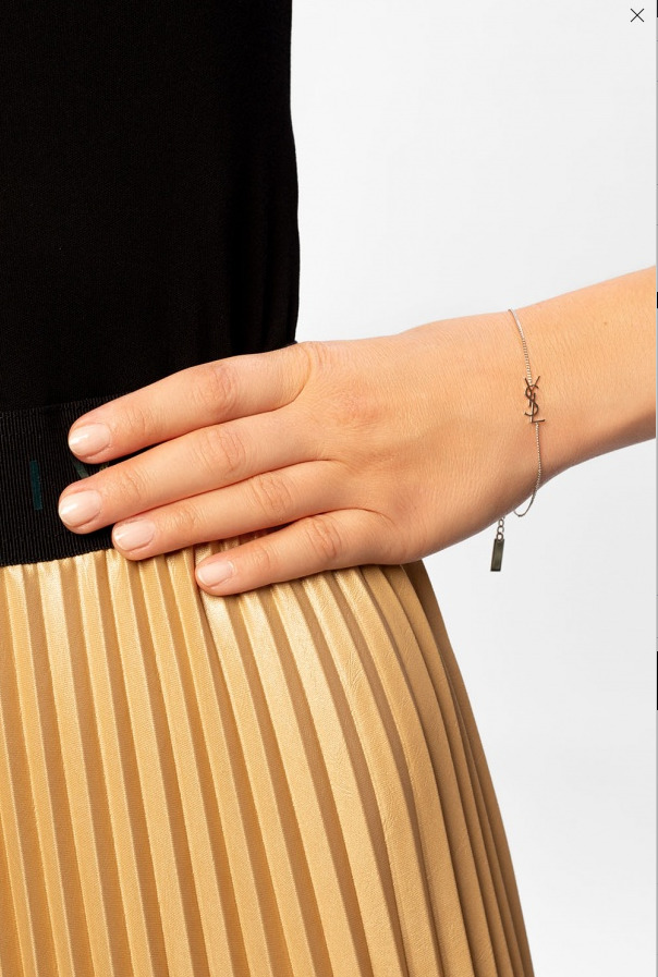 Saint Laurent Women Logo-Detailed Silver-Tone Chain Bracelet - 3