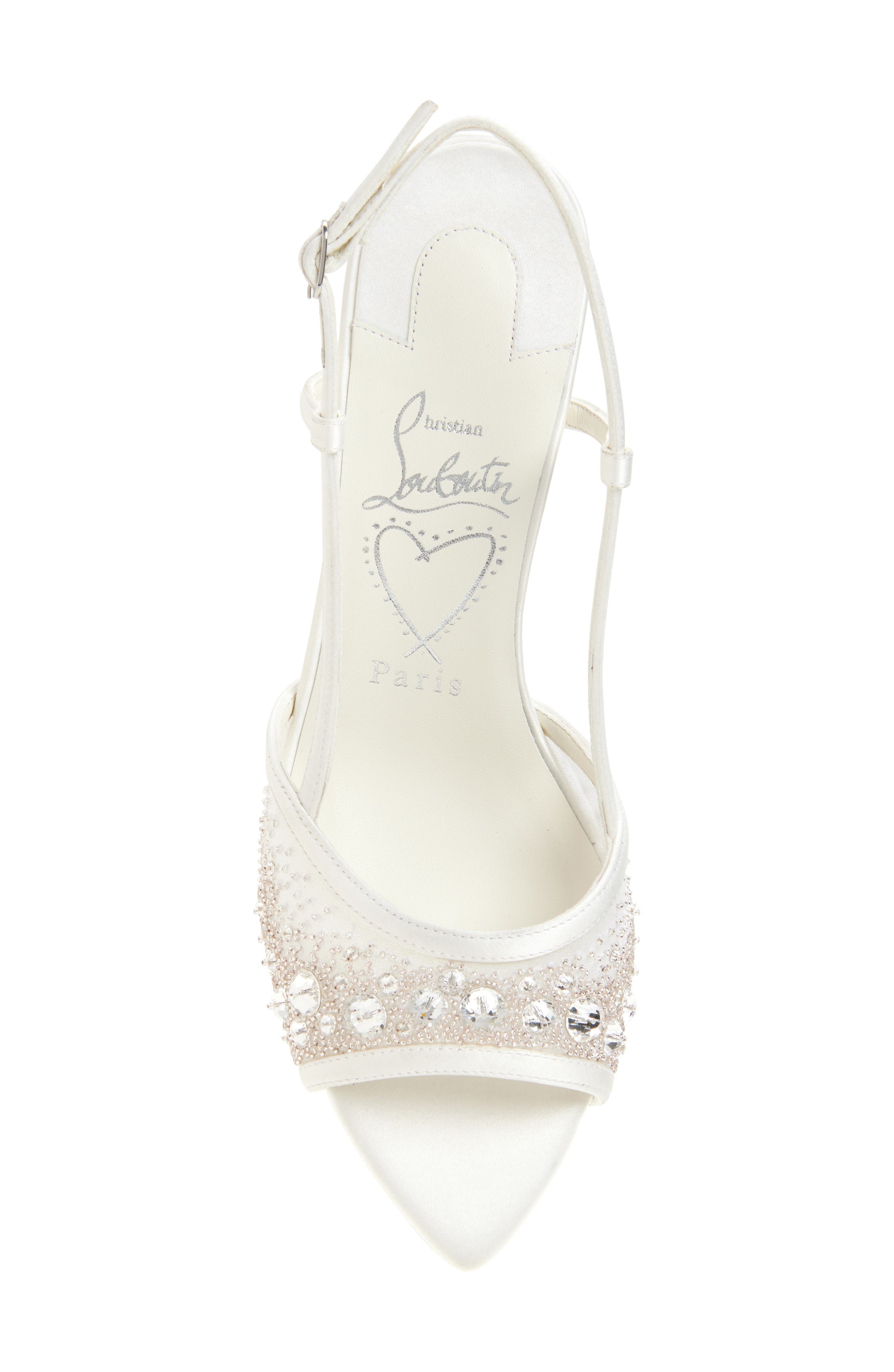 Christian Louboutin Miss Z Crystal Embellished Slingback Sandal in Version Ivory at Nordstrom - 5