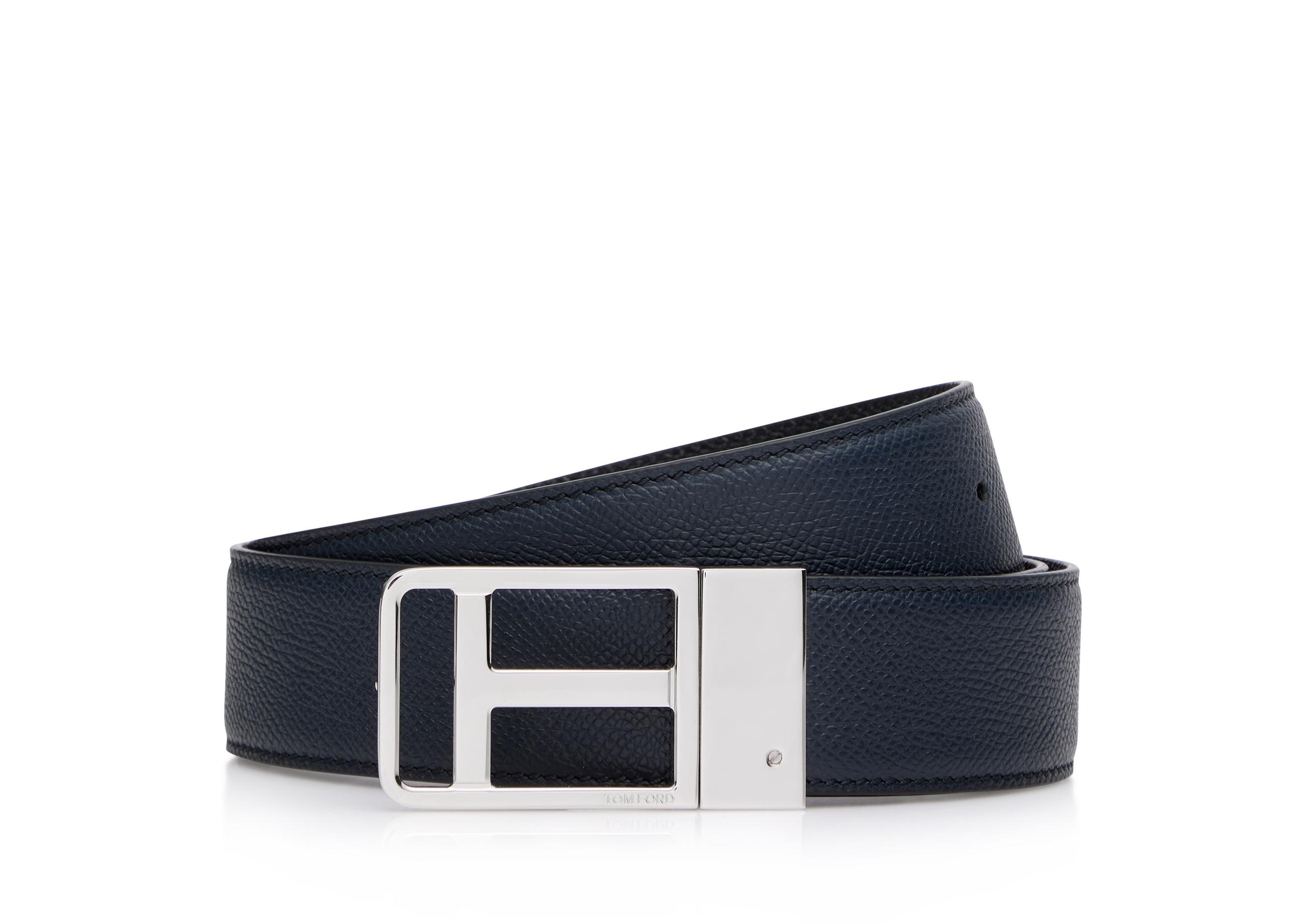 SMALL GRAIN LEATHER REVERSIBLE FRAMED T BELT - 1