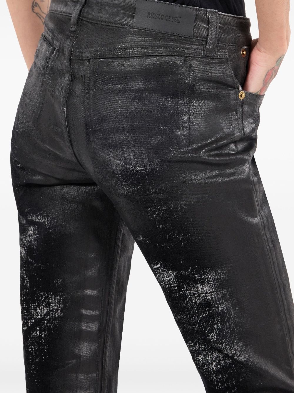 distressed flared jeans - 6