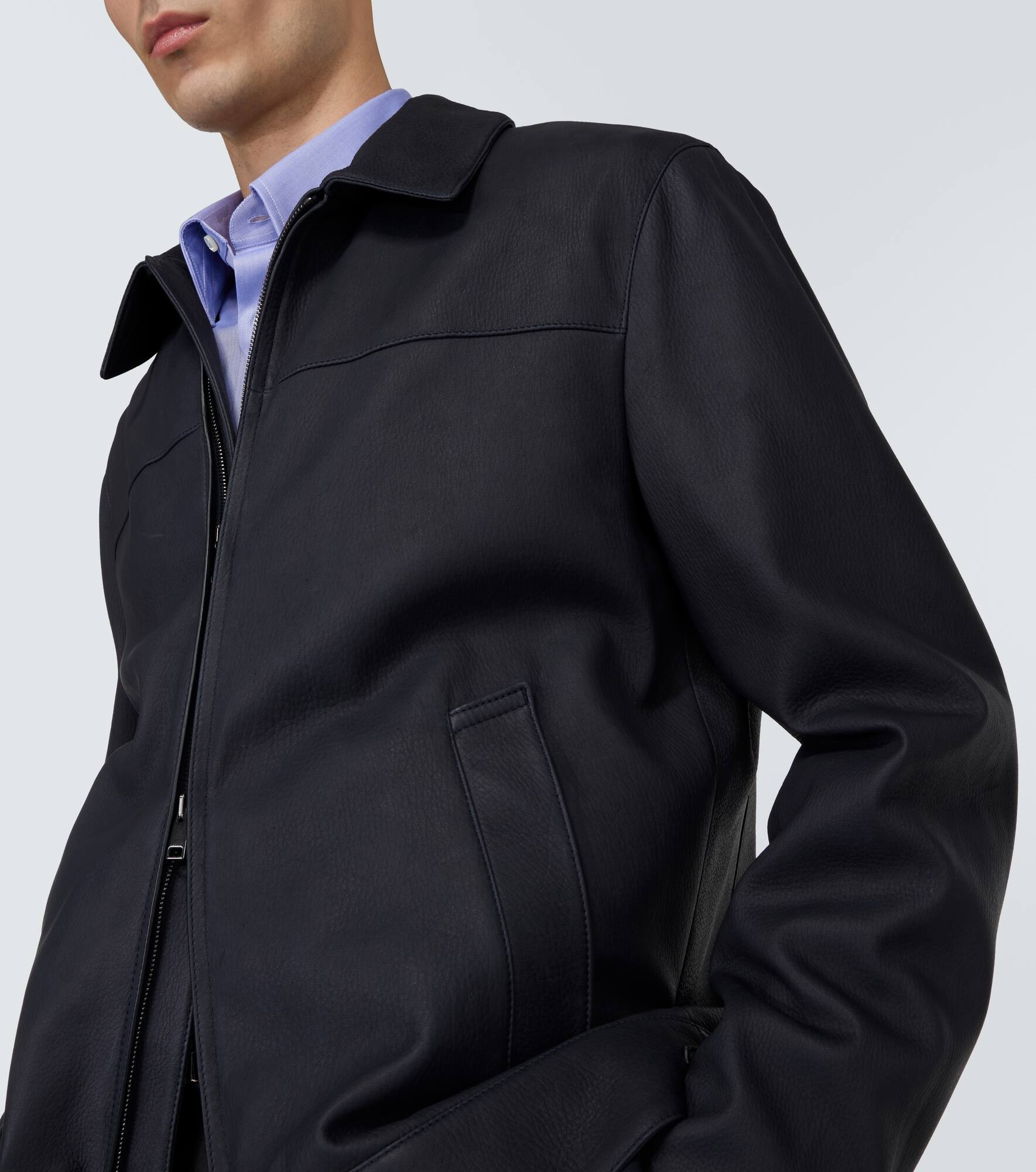 Leather blouson jacket - 5