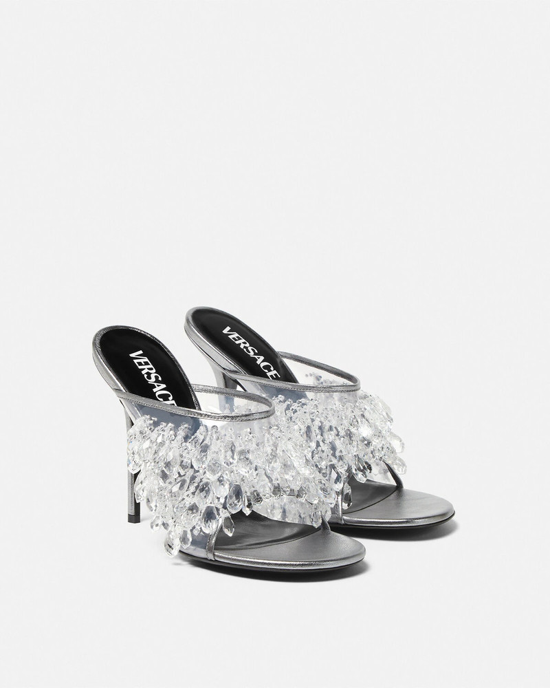 VERSACE Crystal Chandelier Metallic Mules outlook