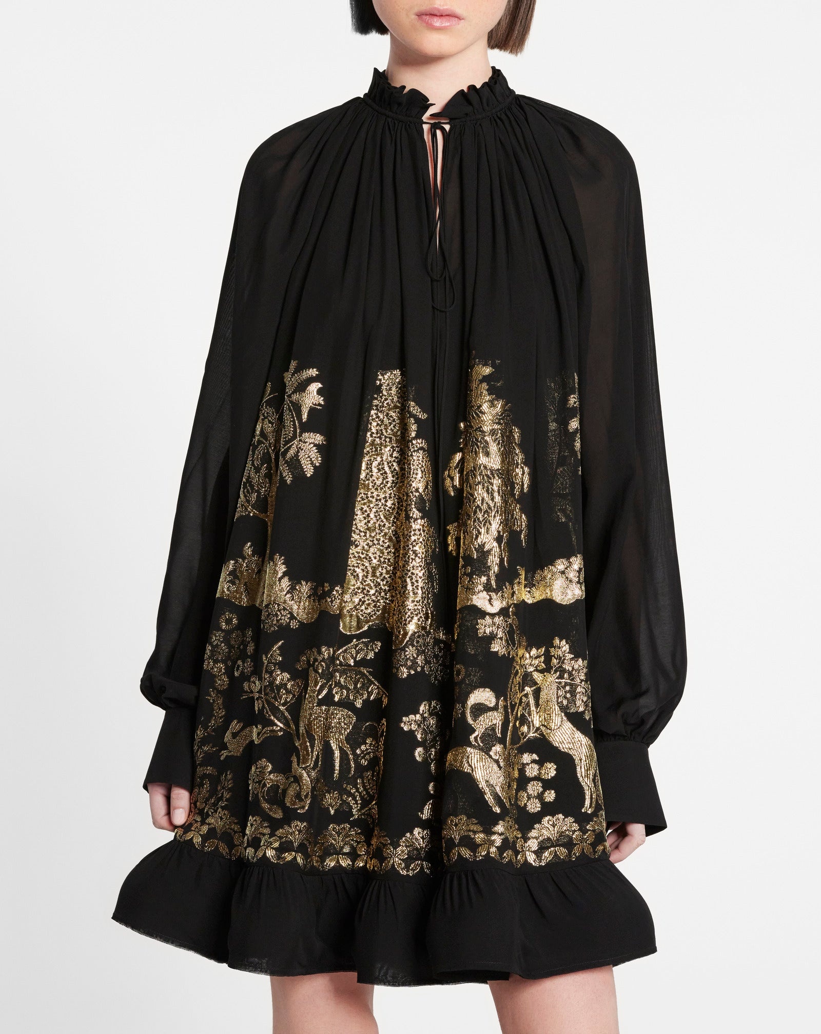 LONG-SLEEVE DRESS IN SILK JACQUARD - 3