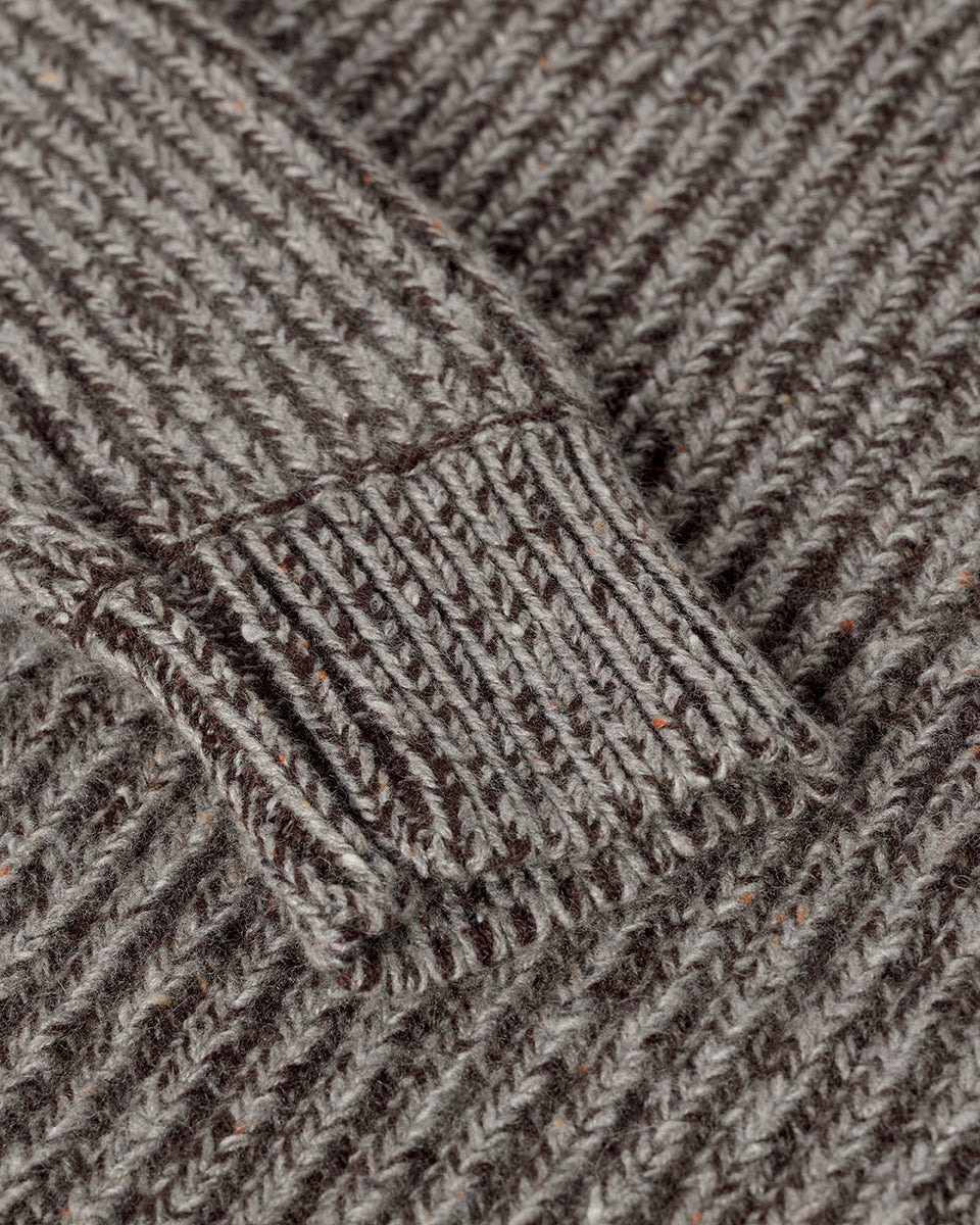 High Neck Donegal Cashmere Brown Jumper - 6