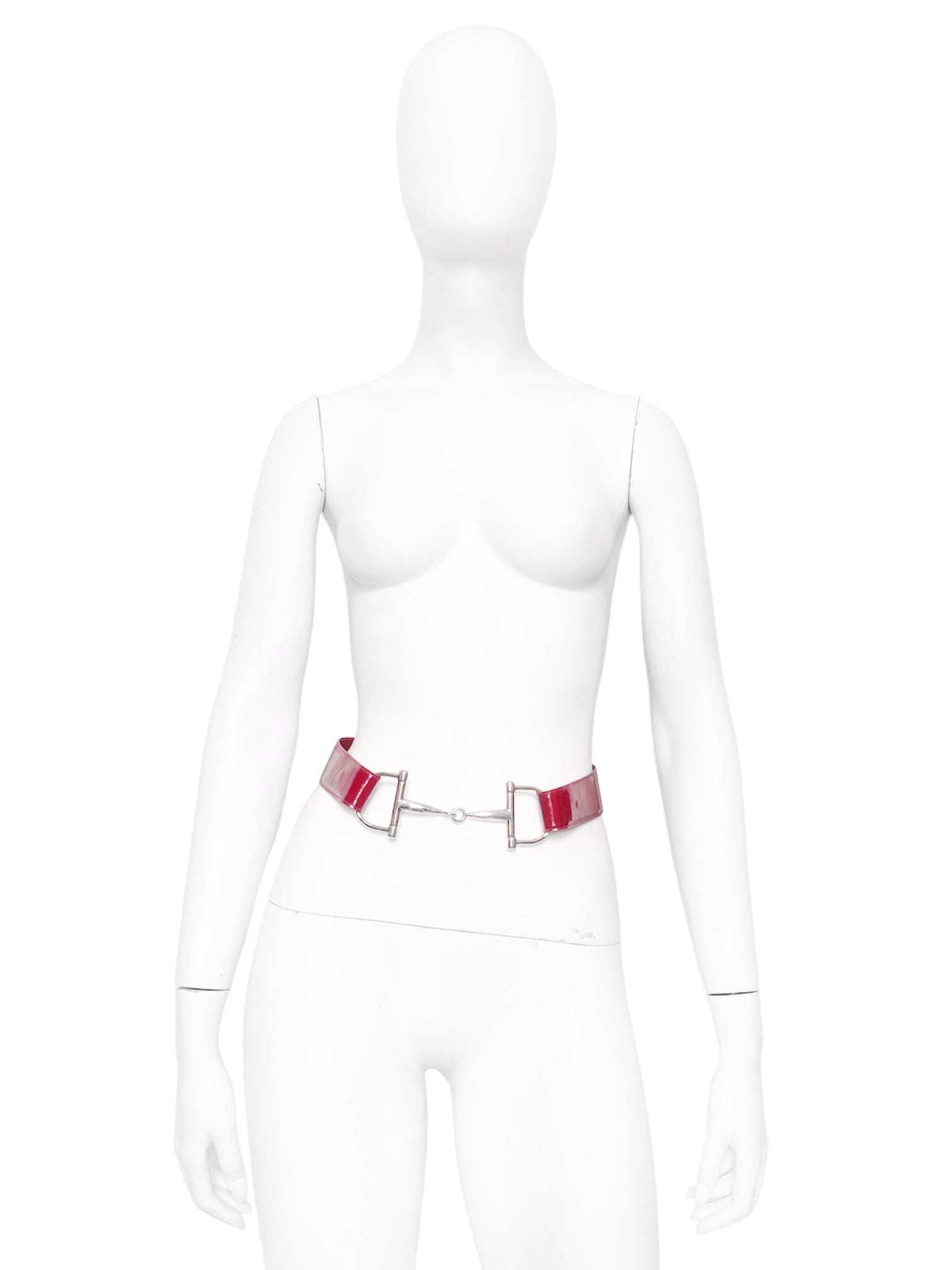 Gucci Fall 1995 Tom Ford Red Horsebit Patent Leather Belt 28 - 3