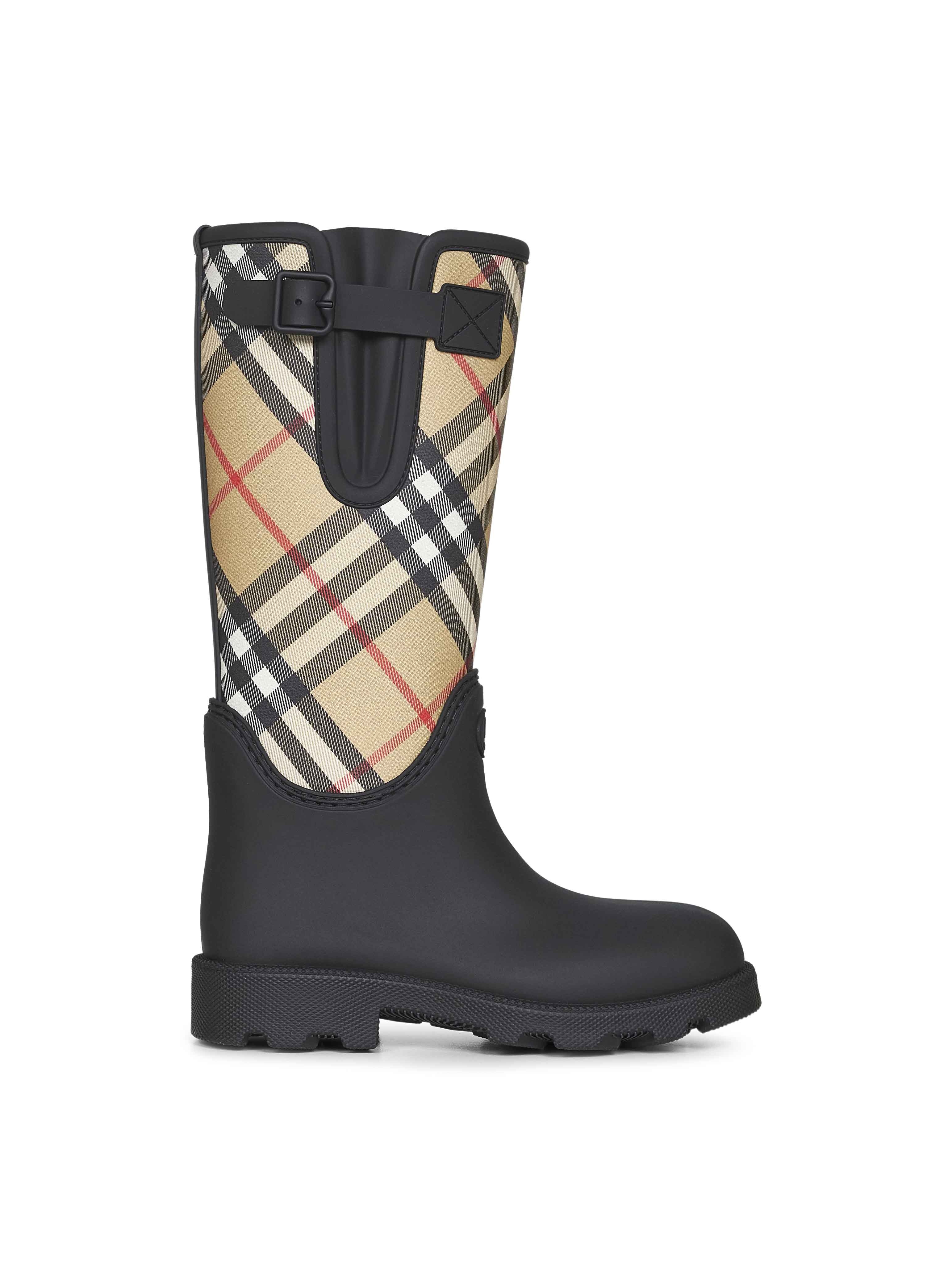 Black rubber Marsh Stamp high rain boots - 1