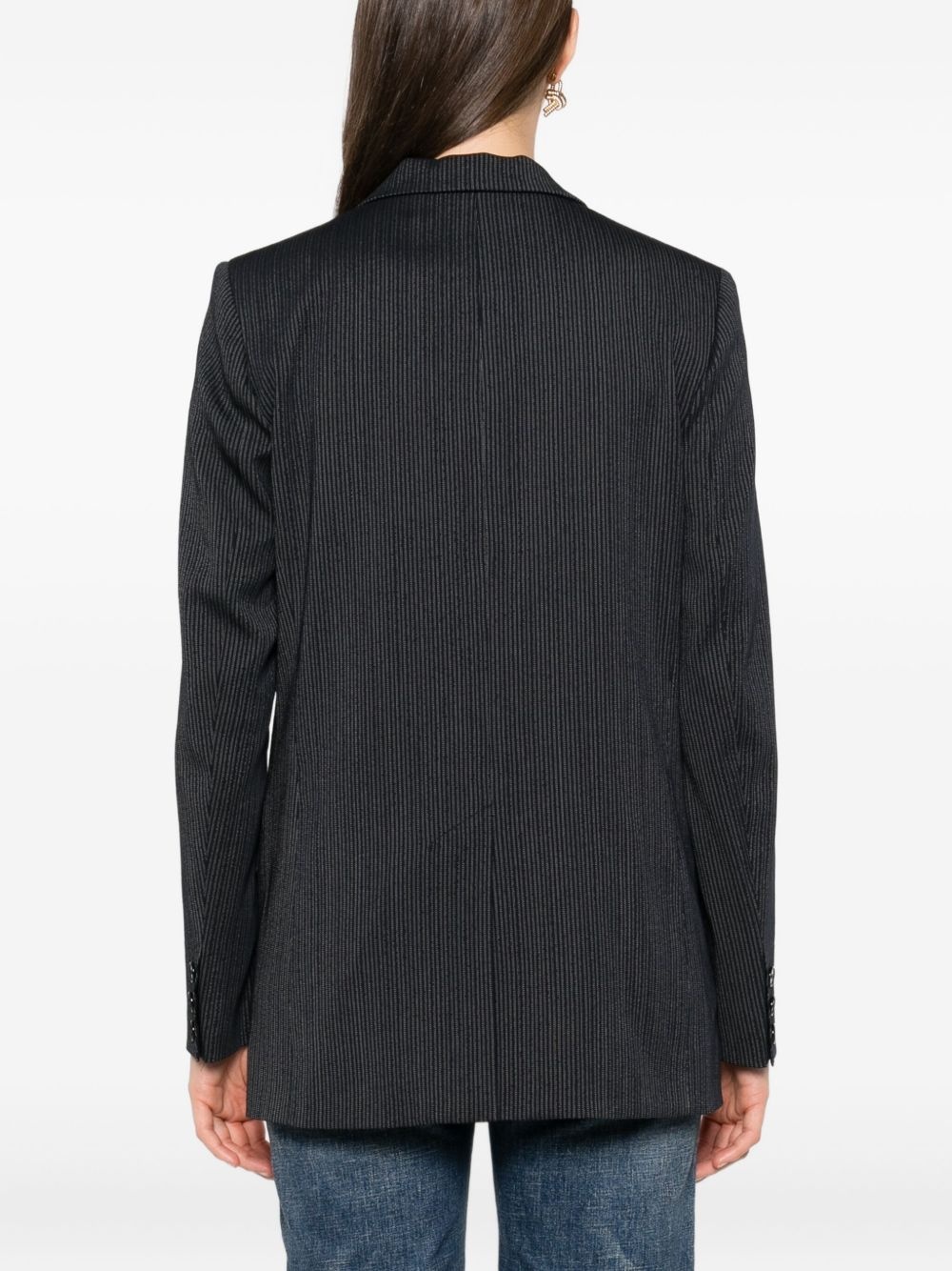 pinstripe single-breasted blazer - 4