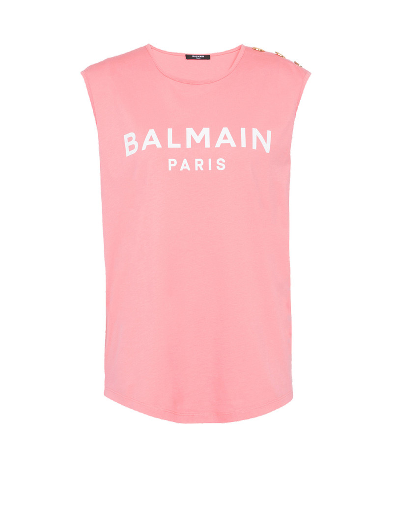 Eco-designed cotton T-shirt with Balmain logo print - 1