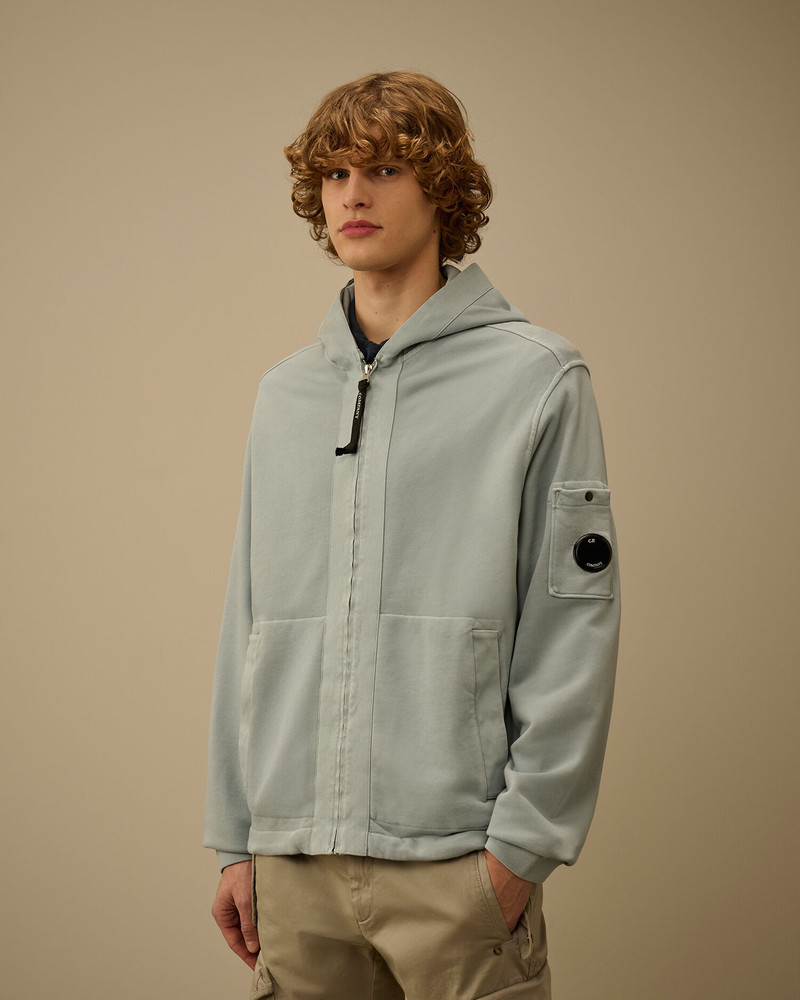 Cotton Diagonal Fleece Zip Hooded Sweatshirt 3