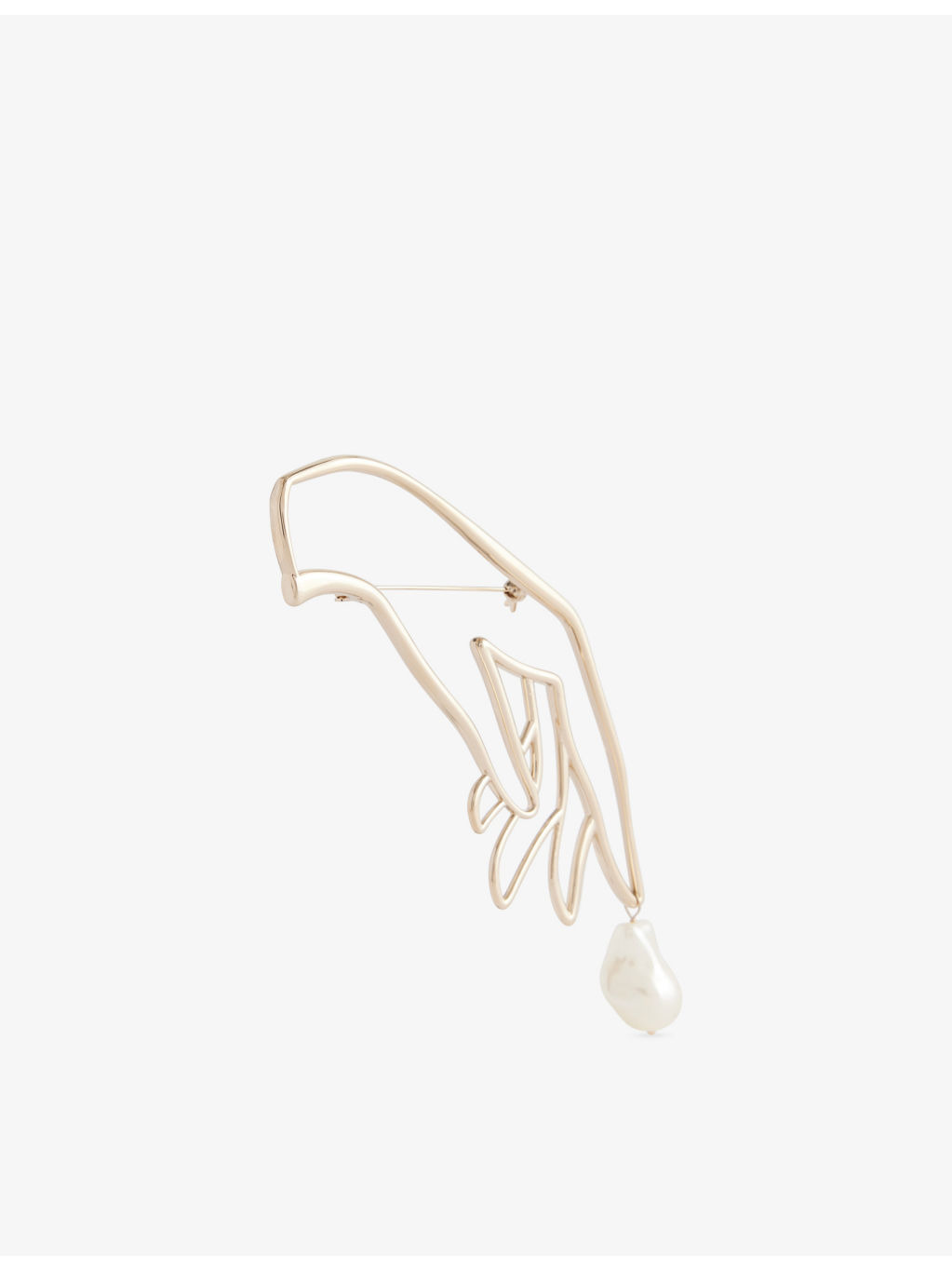 Hand Brass And Pearl Brooch - 2