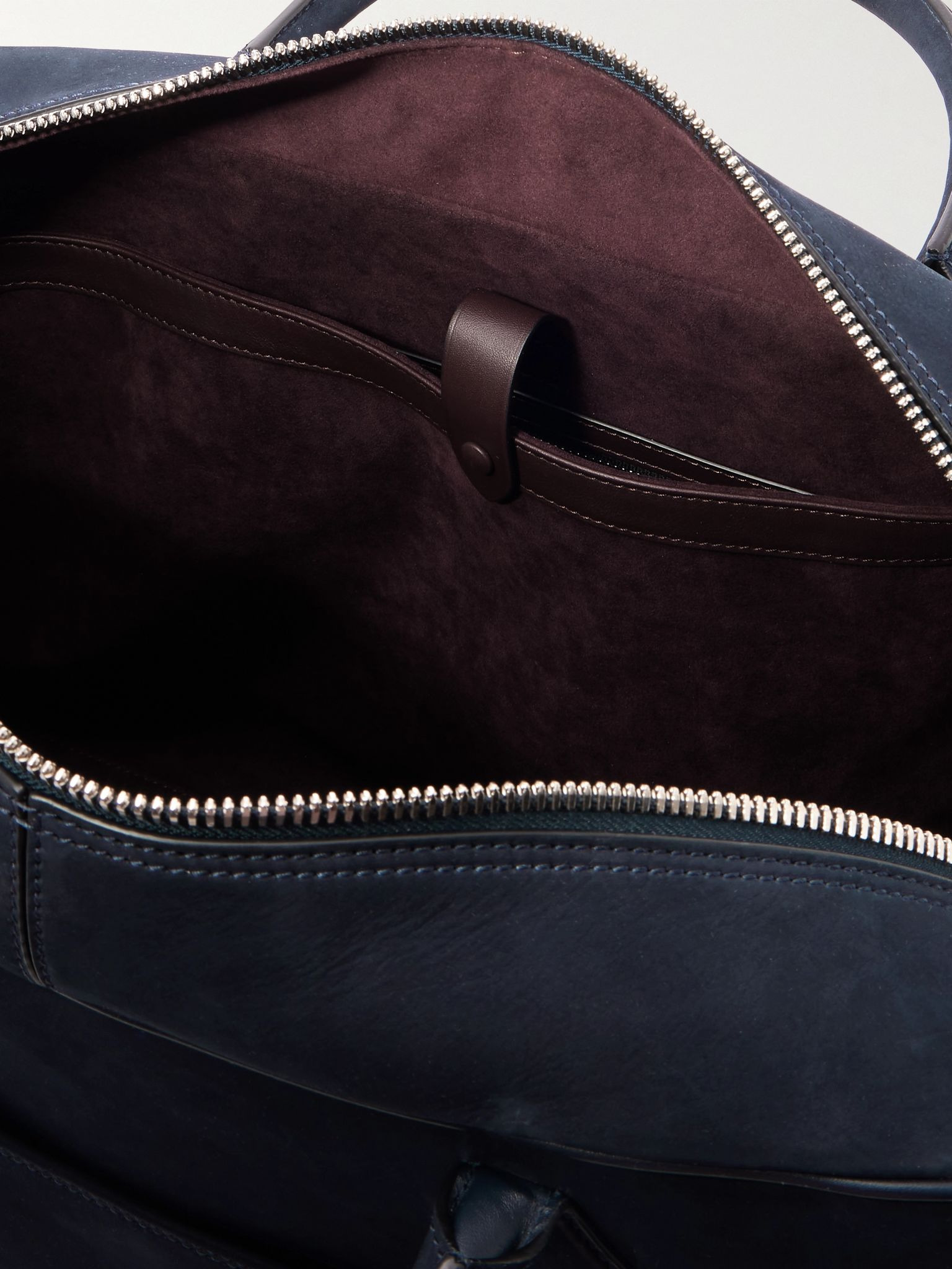 Closer All Day Leather-Trimmed Nubuck Briefcase Navy - 5