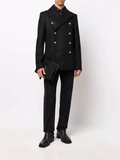 Balmain logo-button double-breasted peacoat outlook