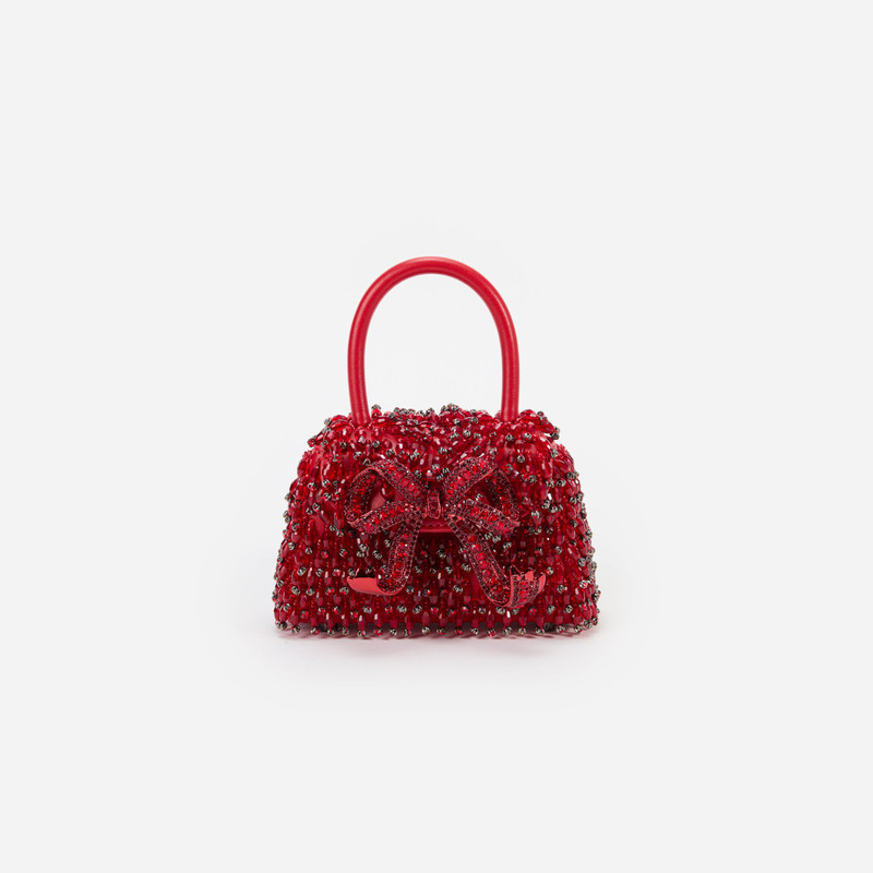 Red Embellished Micro Bow Bag 1
