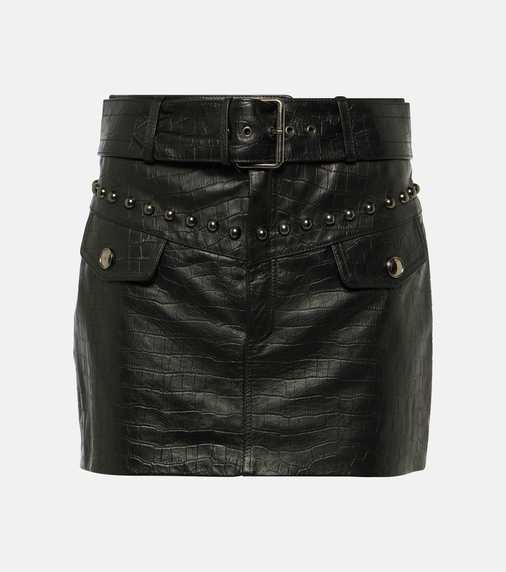 Studded leather miniskirt - 1
