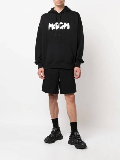 MSGM logo-print cotton hoodie outlook