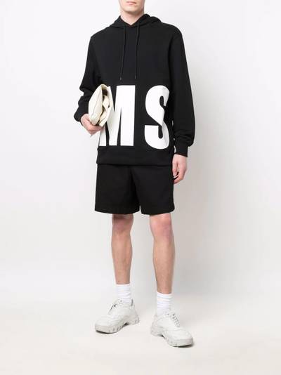 MSGM logo-print cotton hoodie outlook