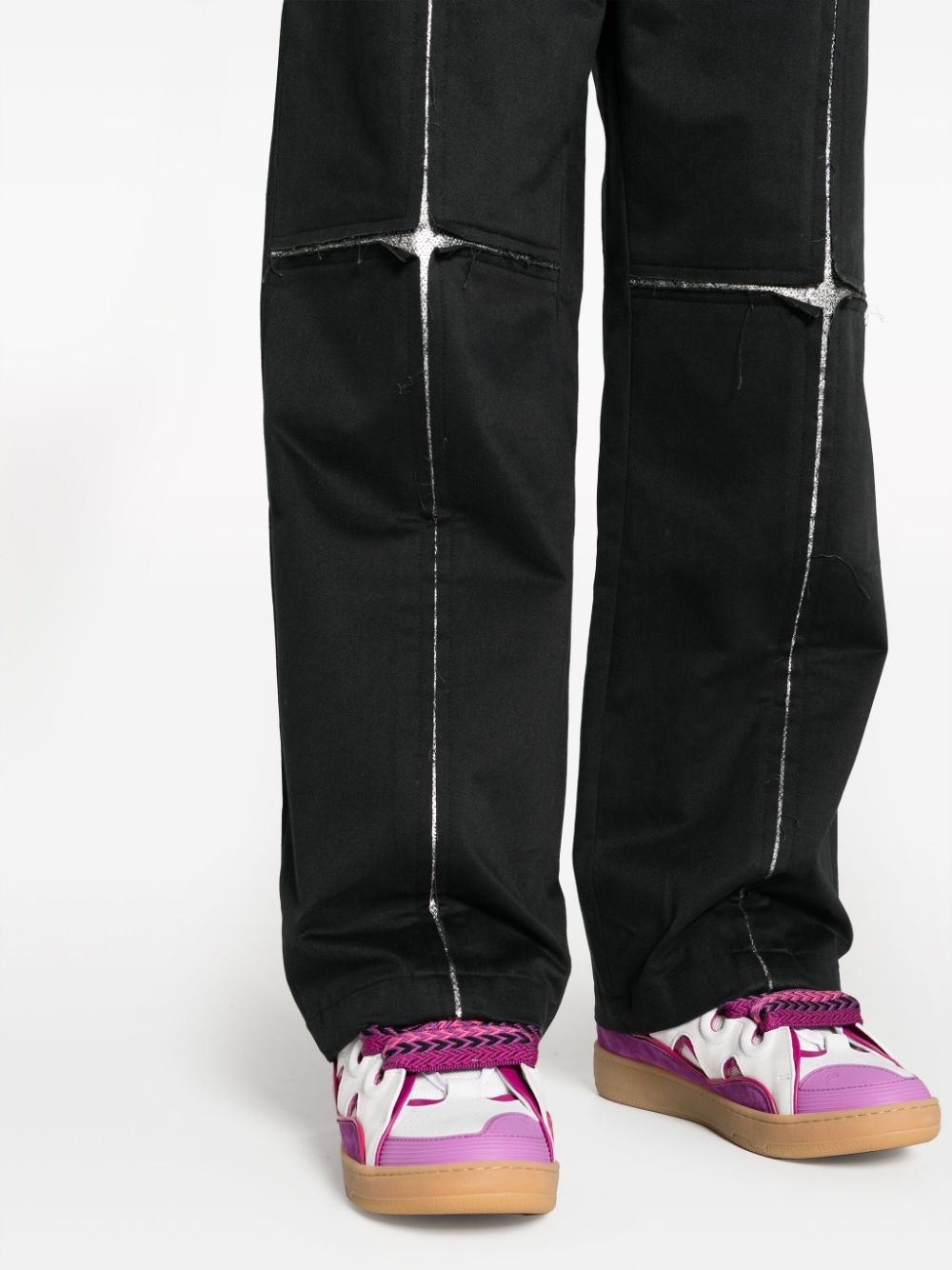 metallic-detail wide-leg trousers - 5