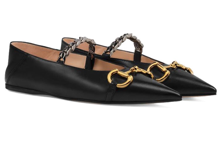 (WMNS) Gucci Ballet Flat With Horsebit Leather 'Black' 621161-1RH00-1000 - 2