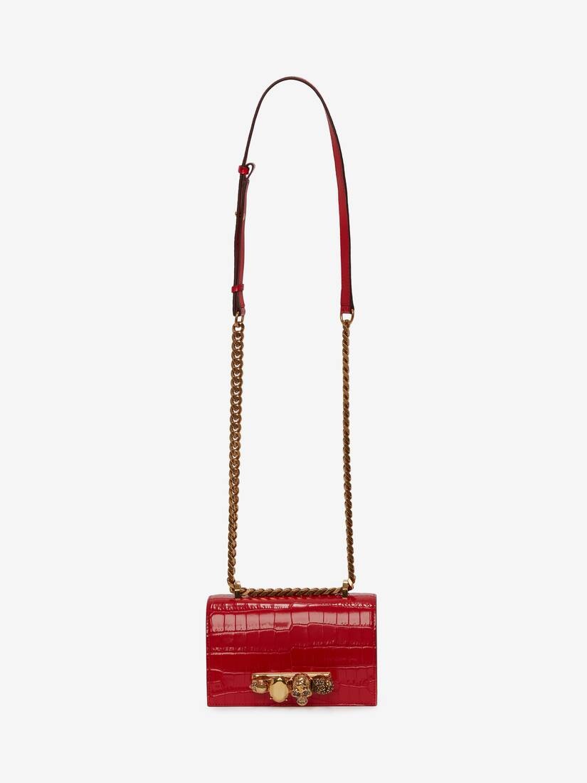 Mini Jewelled Satchel in Deep Red - 5