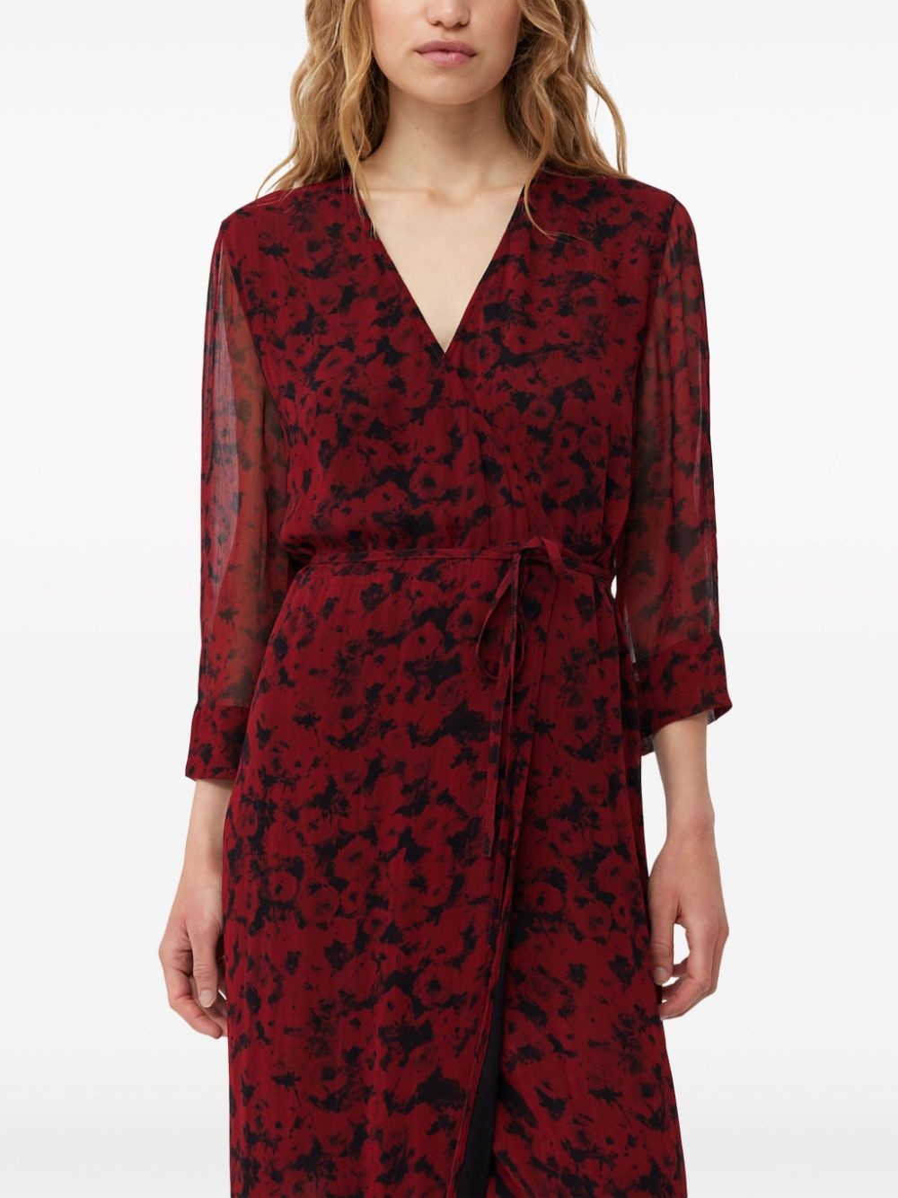 botanical-print wrap midi dress - 5