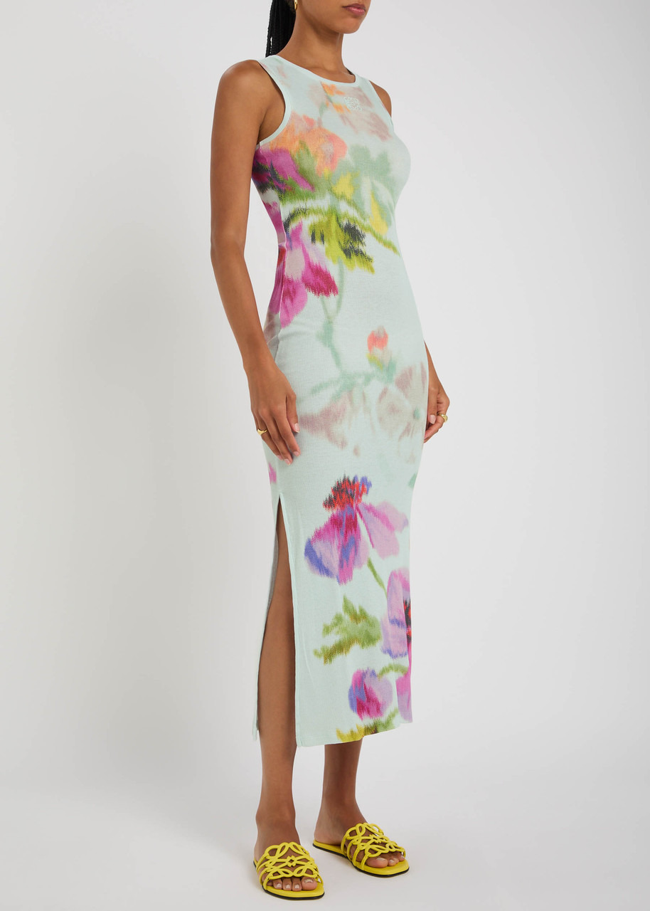 Loewe Floral Ribbed Silk-blend Midi Dress - 2