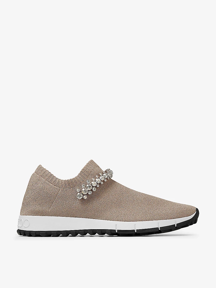 Verona crystal-embellished knitted low-top trainers - 1