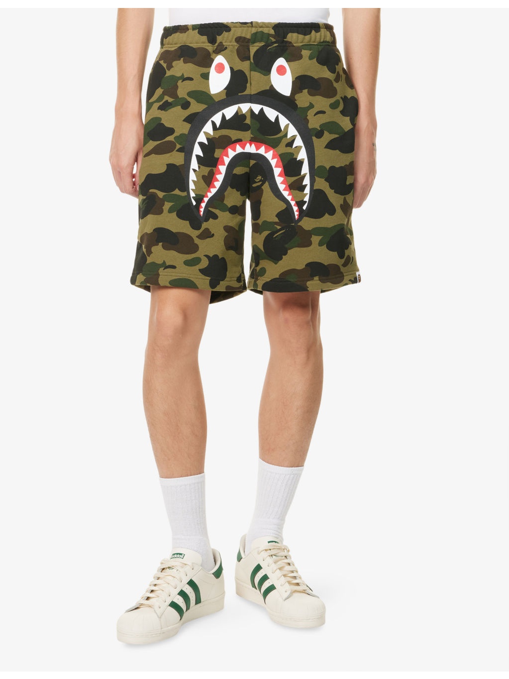 Camo Shark Printed Cotton Sweat Shorts - 3