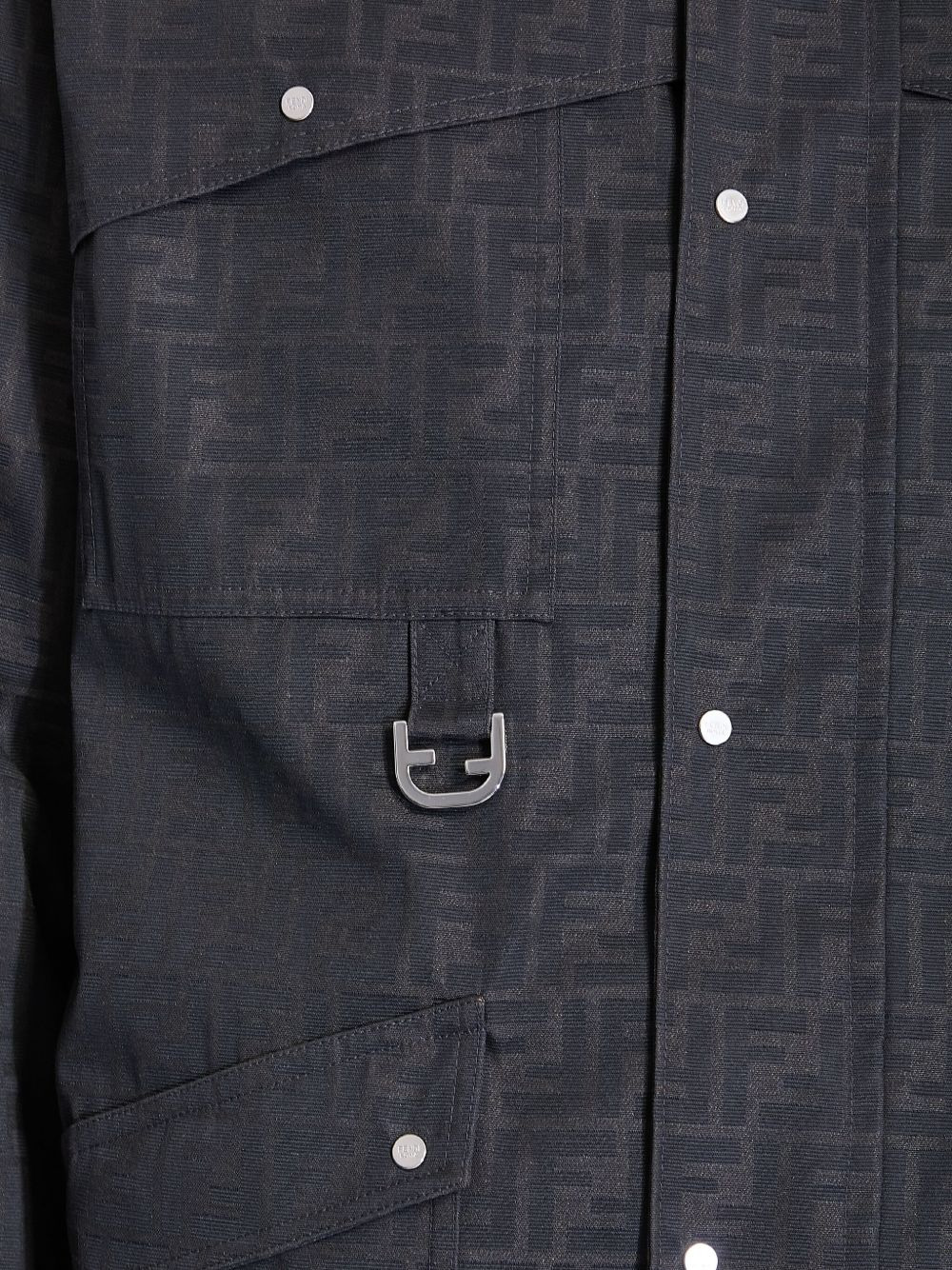 FF-pattern leather-trimmed jacket - 5