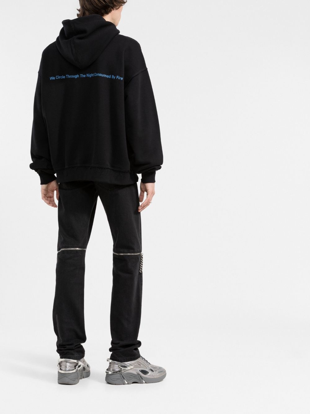 skull print drawstring hoodie - 4