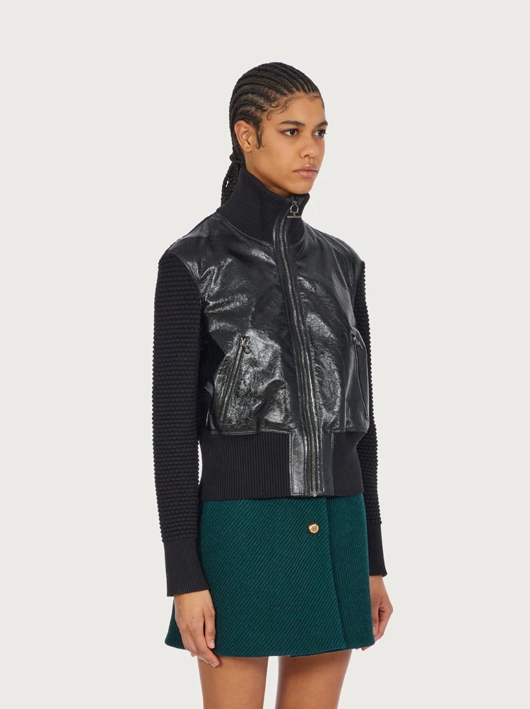 KNIT AND LEATHER BLOUSON - 3