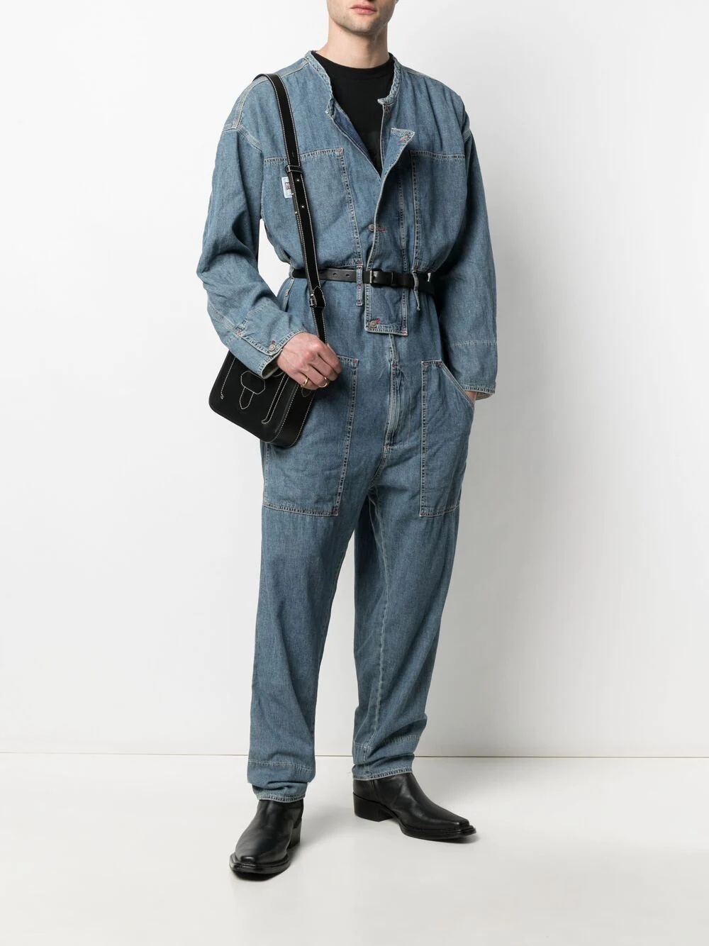 long-sleeve denim overall - 2