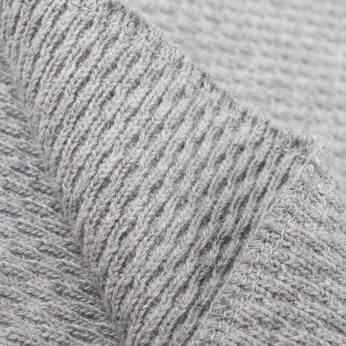 IHTL-1700-GRY Cotton Knit Crew Neck Long Sleeved Thermal Sweater - Grey - 8