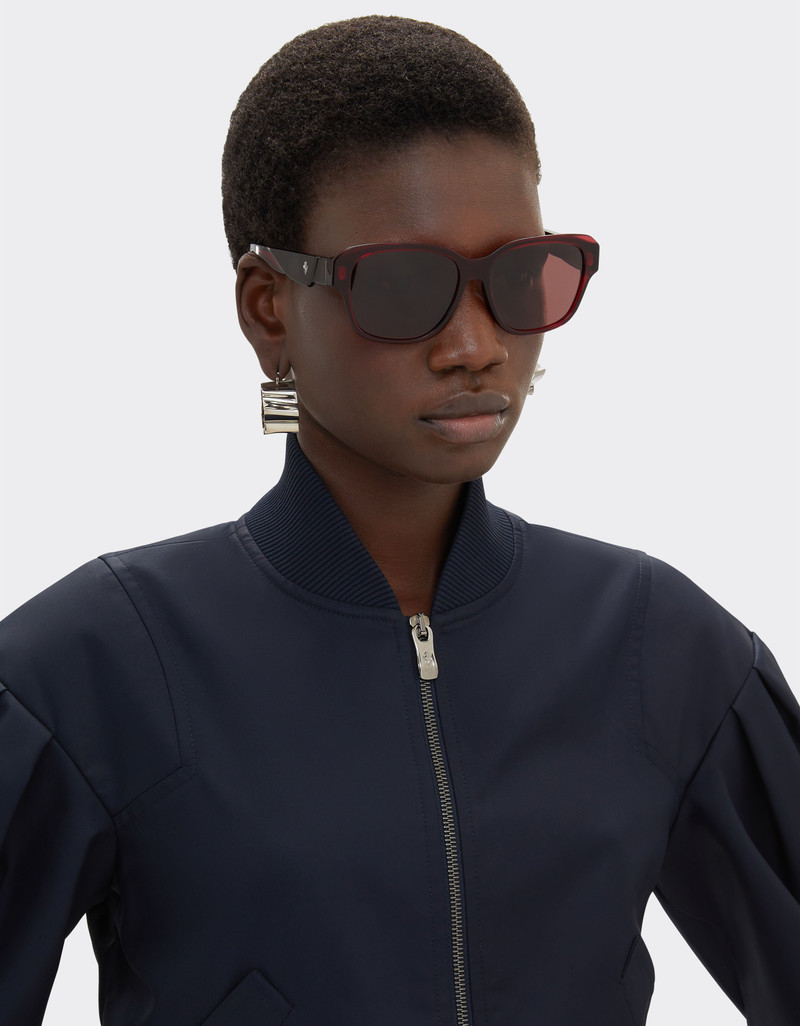 Ferrari sunglasses in transparent burgundy acetate with polarised purple lenses 3