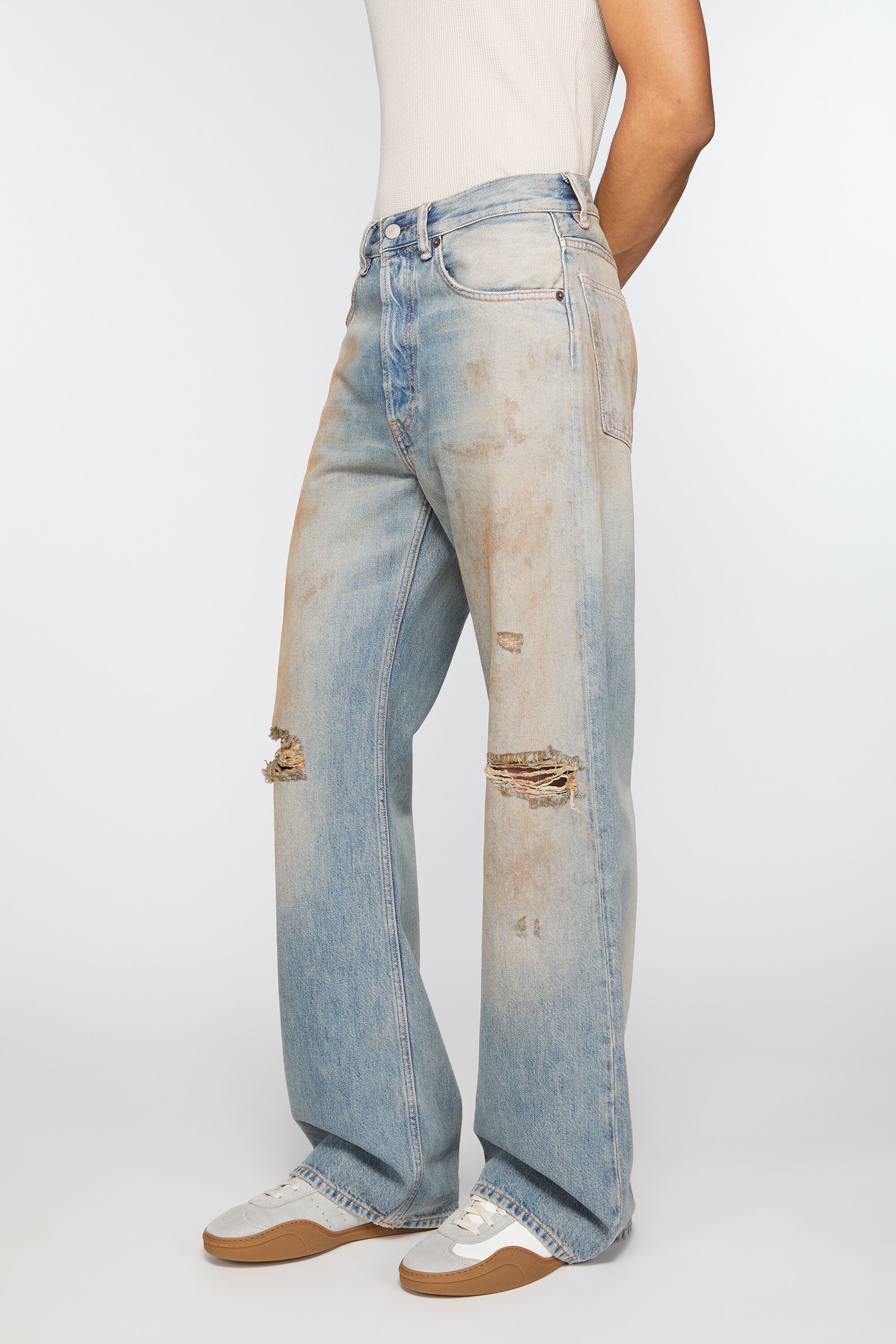【送料&関税込】Acne Studios Distressed Mid-rise Jeans Blue 2021 distressed mid-rise jeans | ACNE STUDIOS | NET-A