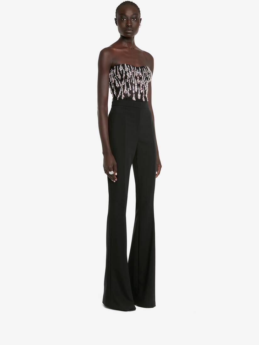 Cosmic Rain Embroidery Corset in Black - 3