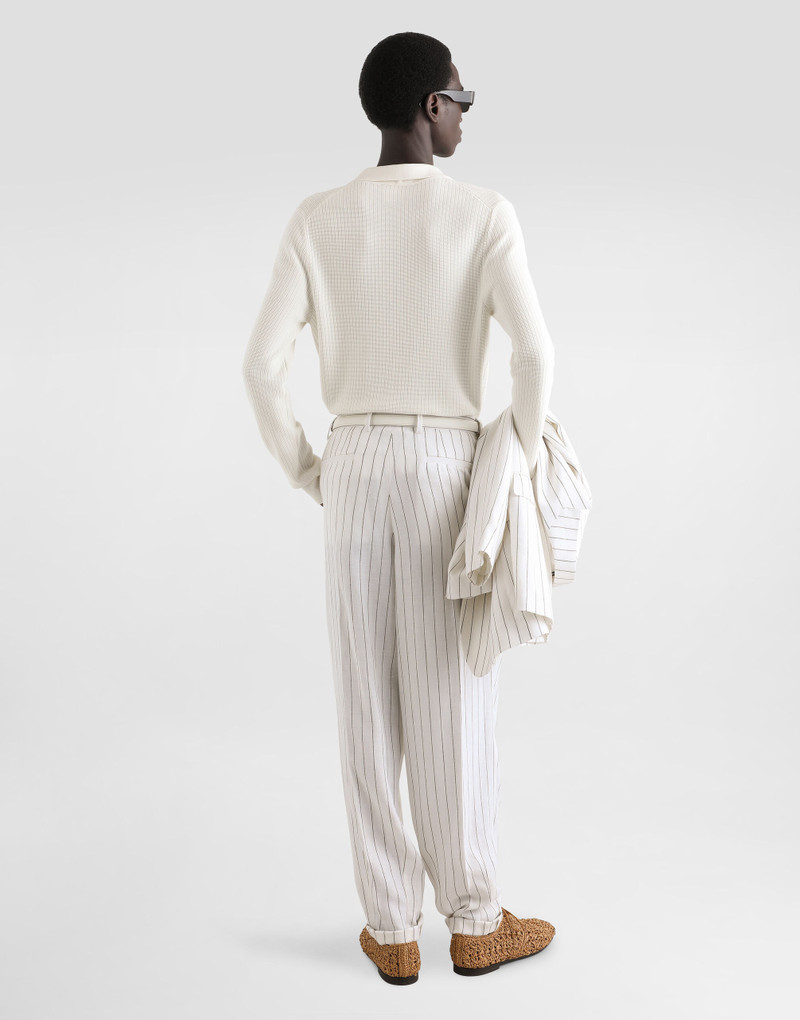 Pinstripe linen-blend pants with double darts 3