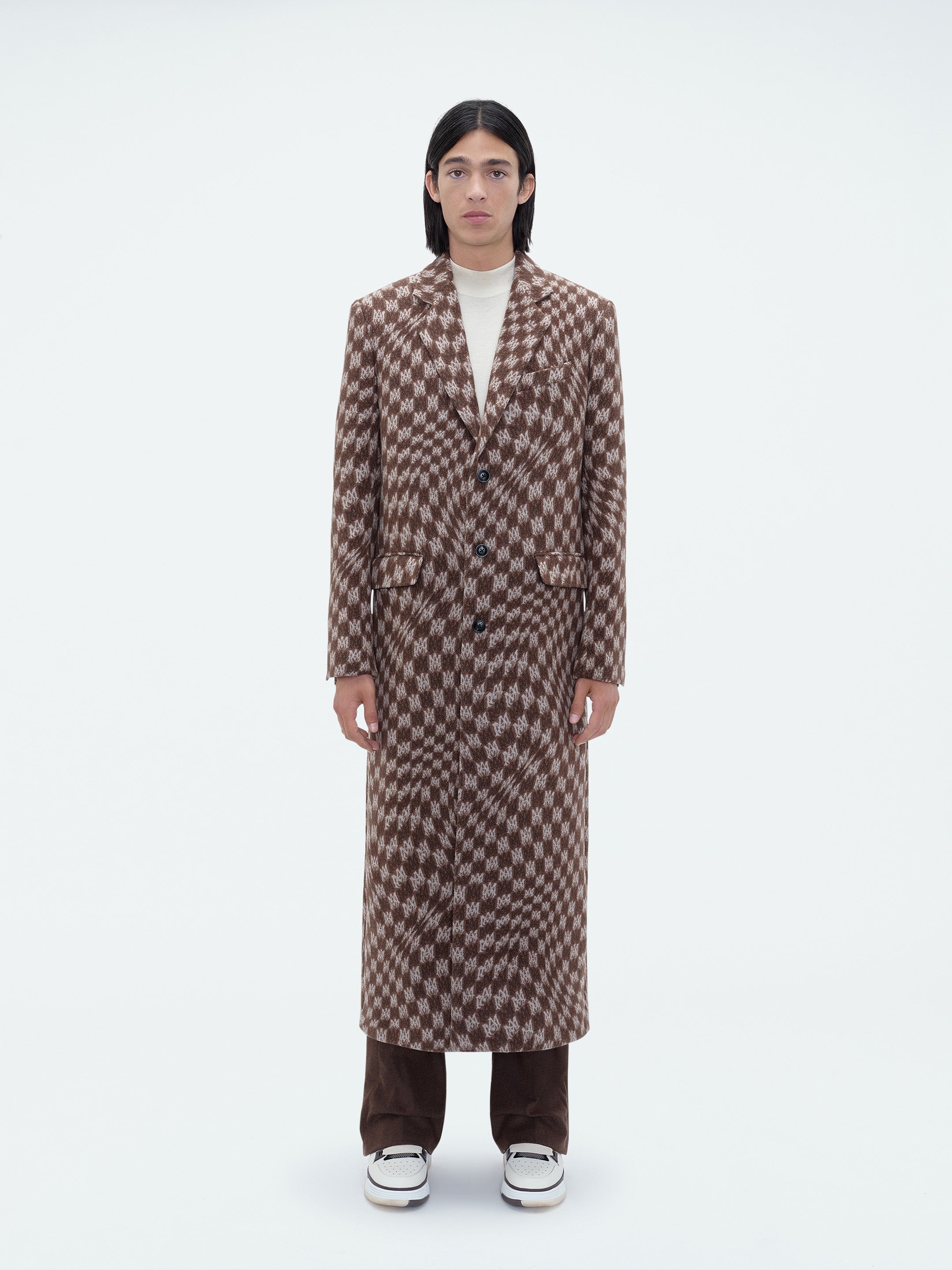 SINGLE BREASTED JACQUARD "WAVY" M.A. OVERCOAT - 2