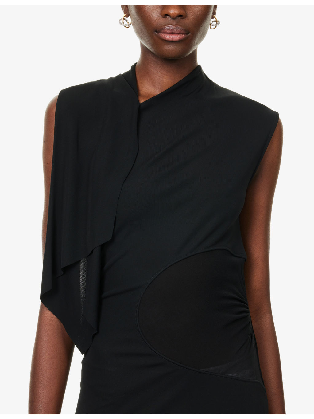 Draped Sleeveless Woven Maxi Dress - 5